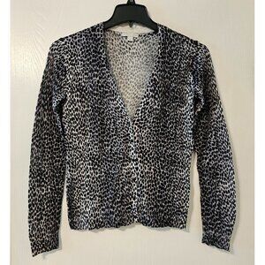 New York & Company Womens Leopard Print Cardigan M Y2K Edgy Contemporary Casual